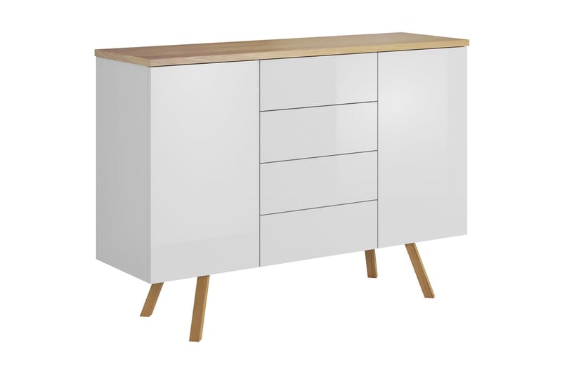 Milica Skänk 115 cm - Vit/Trä - Sideboard & skänk