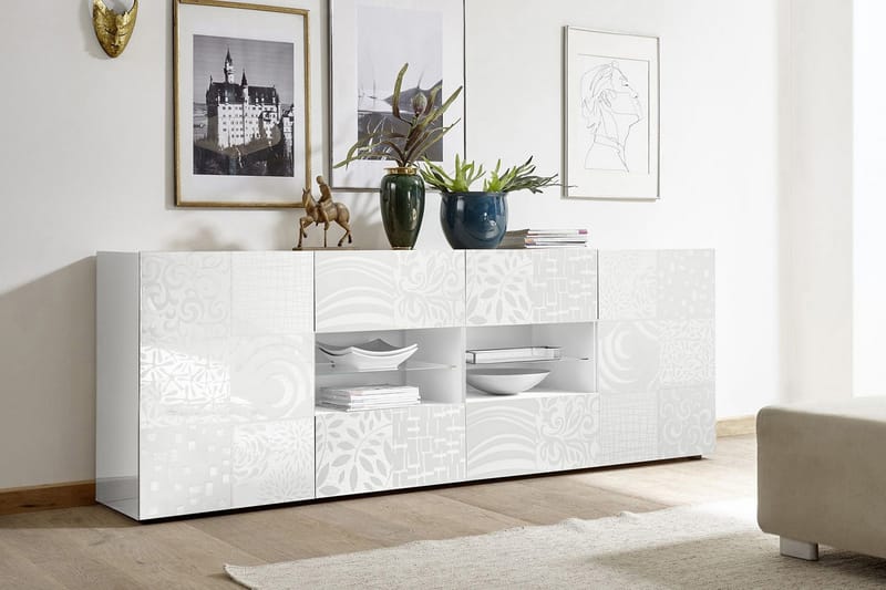 Mironne Sideboard 241 cm 4 Hyllor - Vit - Förvaring - Förvaringsmöbler - Sideboard & skänk
