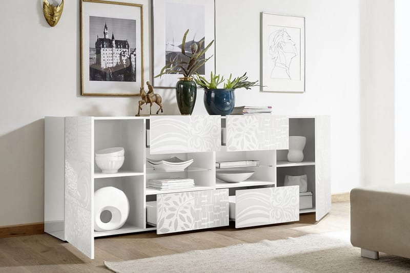 Mironne Sideboard 241 cm 4 Hyllor - Vit - Förvaring - Förvaringsmöbler - Sideboard & skänk