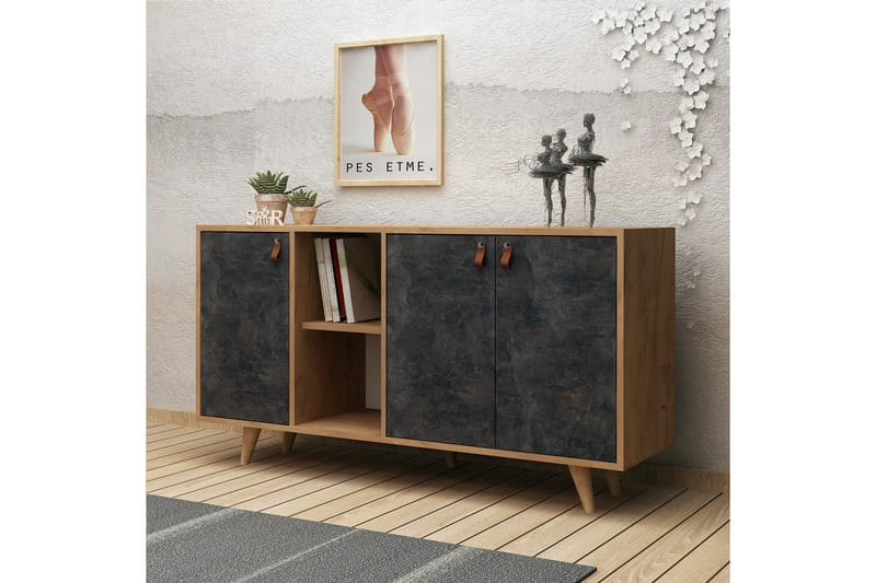 Mod Design Skänk Läderbeslag - Grå/Trä - Förvaring - Förvaringsmöbler - Sideboard & skänk