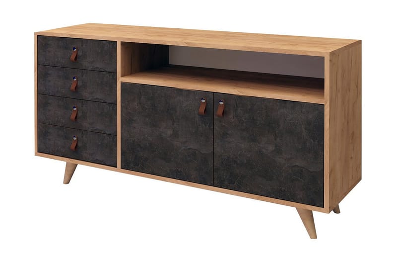 Mod Design Skänk Läderbeslag - Mörk Trä - Sideboard & skänk