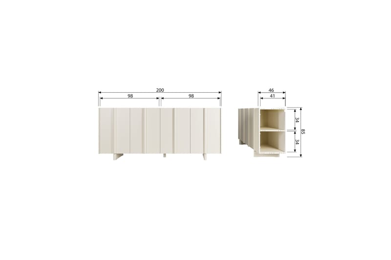 Morya Skänk 200 cm - Beige - Förvaring - Förvaringsmöbler - Sideboard & skänk