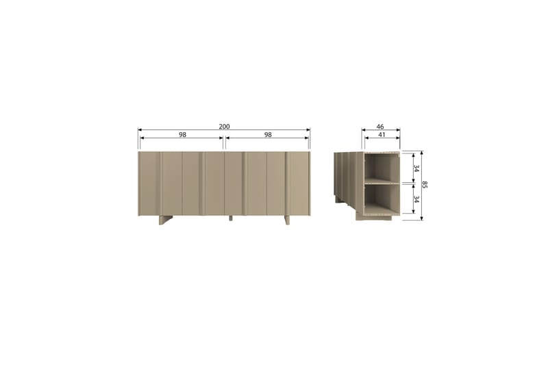 Morya Skänk 200 cm - Brun - Sideboard & skänk