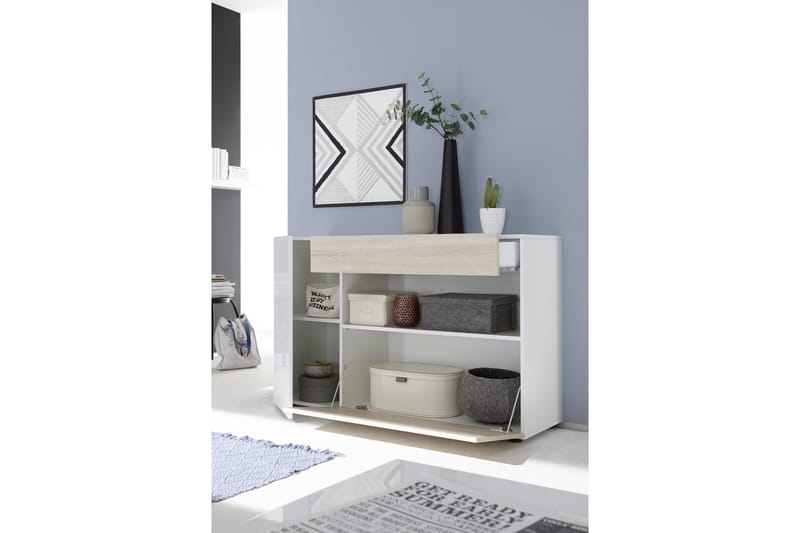 Nicery Sideboard 130 cm - Vit/Brun - Förvaring - Förvaringsmöbler - Sideboard & skänk