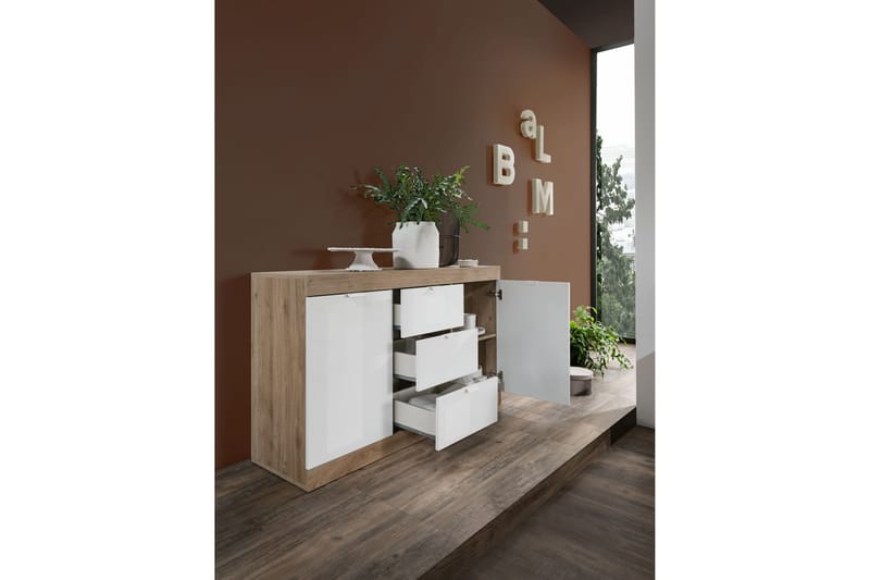 Nicery Sideboard 135 cm - Vit/Brun - Förvaring - Förvaringsmöbler - Sideboard & skänk
