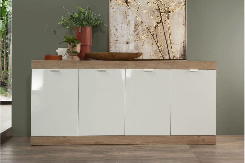 Nicery Sideboard 180 cm - Vit/Brun - Sideboard & skänk