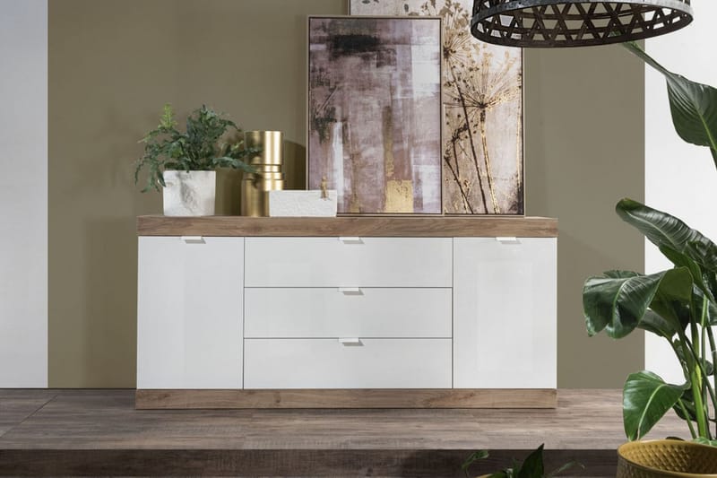 Nicery Sideboard 180 cm - Vit/Brun - Sideboard & skänk