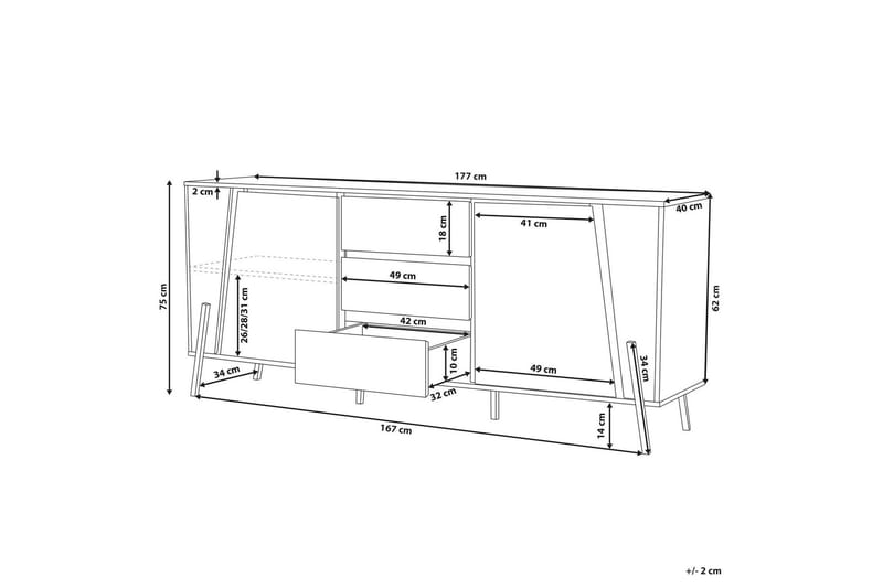 Rawcliffe Skänk 177x75 cm - Grå/Svart - Sideboard & skänk