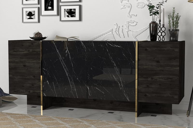 Riello Sidobord 180 cm - Svart|Guld - Förvaring - Förvaringsmöbler - Sideboard & skänk