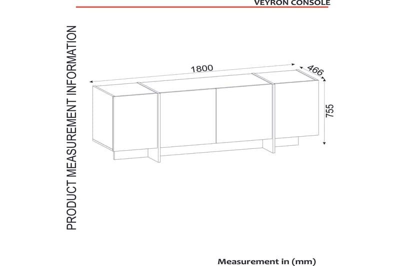 Riello Sidobord 180 cm - Svart|Guld - Förvaring - Förvaringsmöbler - Sideboard & skänk