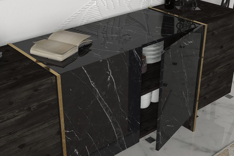 Riello Sidobord 180 cm - Svart|Guld - Förvaring - Förvaringsmöbler - Sideboard & skänk