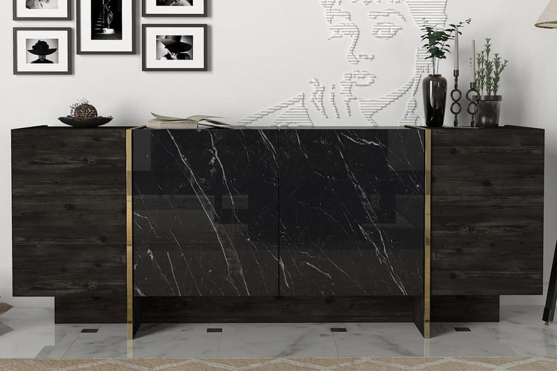 Riello Sidobord 180 cm - Svart|Guld - Förvaring - Förvaringsmöbler - Sideboard & skänk