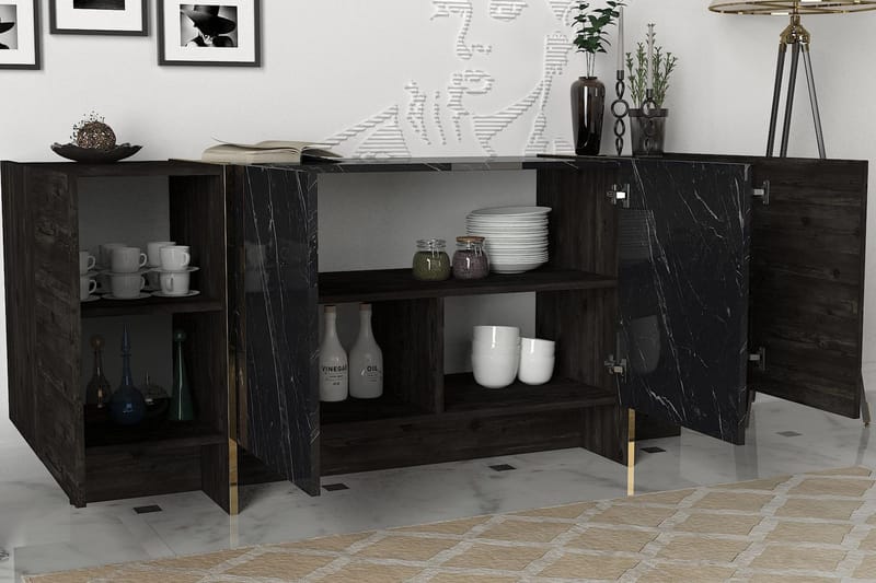 Riello Sidobord 180 cm - Svart|Guld - Förvaring - Förvaringsmöbler - Sideboard & skänk