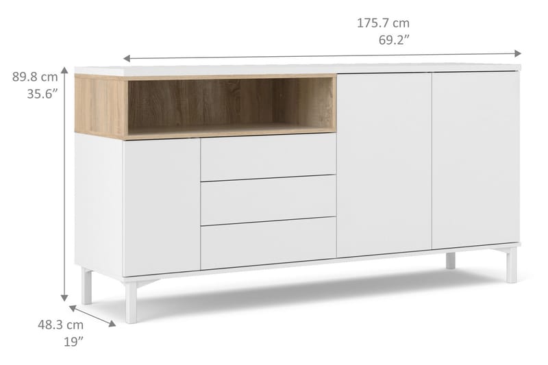 Roomers Skänk - Vit/Brun - Sideboard & skänk