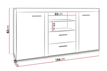 Rumba Skänk 157x40x81 cm - Vit - Förvaring - Förvaringsmöbler - Sideboard & skänk