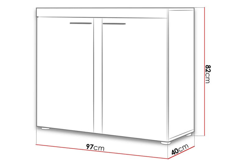 Rumba Skänk 97,2x40,3x82 cm LED-belysning - Grå/Vit - Sideboard & skänk