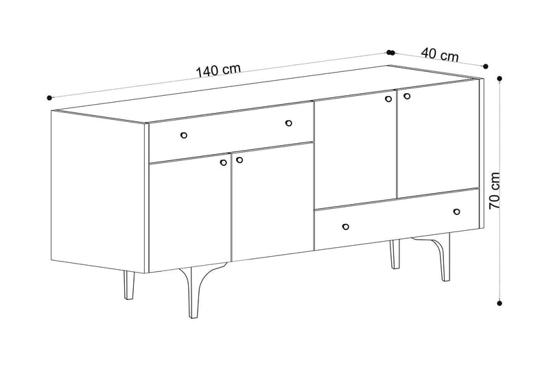 Sideboard 40x140 cm - Natur - Sideboard & skänk