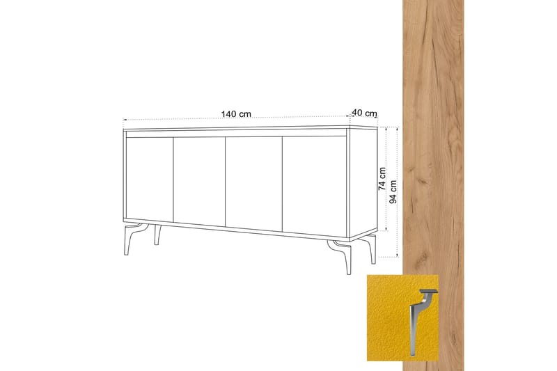 Sideboard 40x140 cm - Natur/Brun/Röd - Förvaring - Förvaringsmöbler - Sideboard & skänk