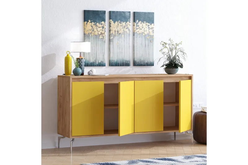Sideboard 40x140 cm - Natur/Brun/Röd - Förvaring - Förvaringsmöbler - Sideboard & skänk