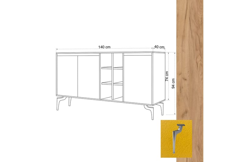 Sideboard 40x140 cm - Natur/Flerfärgad - Sideboard & skänk