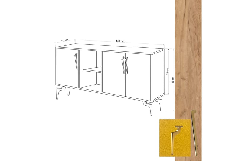 Sideboard 40x140 cm - Natur/Grön/Svart - Förvaring - Förvaringsmöbler - Sideboard & skänk