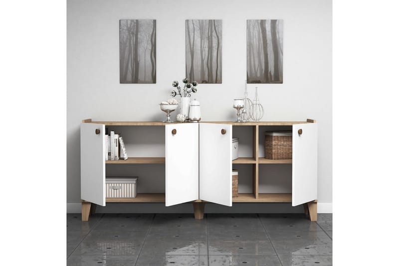 Sideboard 41x182 cm - Natur/Vit - Sideboard & skänk