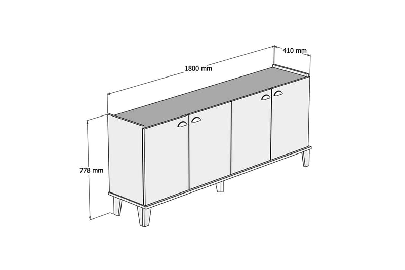 Sideboard 41x182 cm - Natur/Vit - Sideboard & skänk