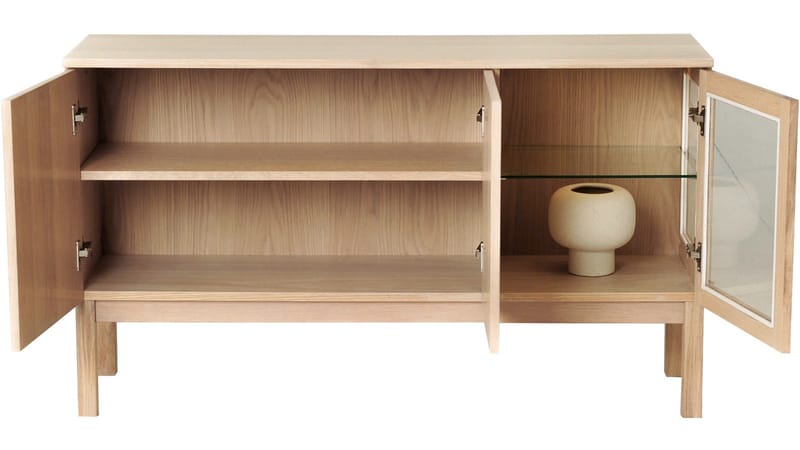 Sideboard Odlund med Glasdörr & Belysning - Vitpigmenterad ekfaner - Förvaring - Förvaringsmöbler - Sideboard & skänk