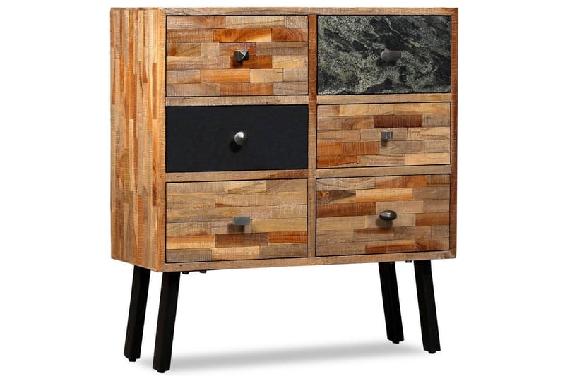 Sidoskåp med 6 lådor massiv återvunnen teak 70x30x76 cm - Brun - Förvaring - Förvaringsmöbler - Sideboard & skänk
