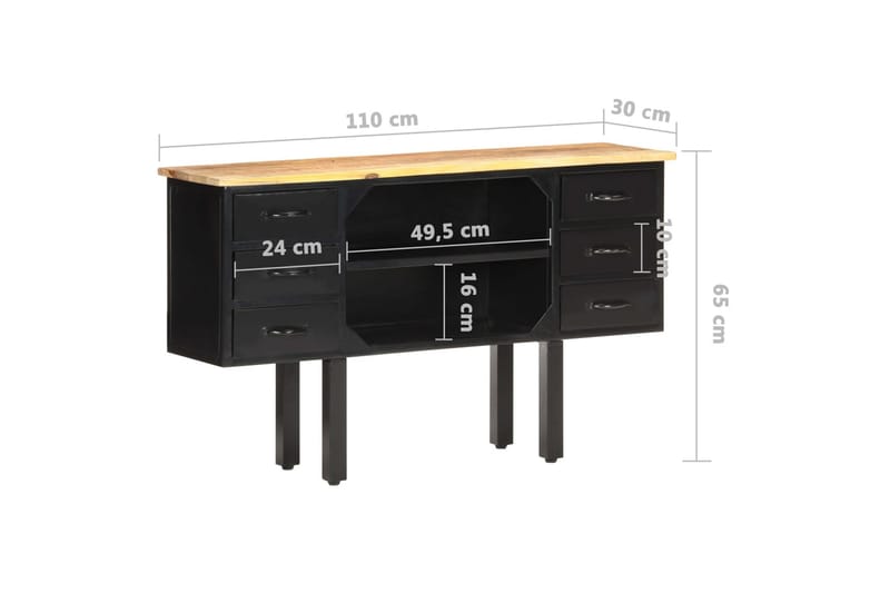 Skänk 110x30x65 cm massivt grovt mangoträ och stål - Brun - Förvaring - Förvaringsmöbler - Sideboard & skänk