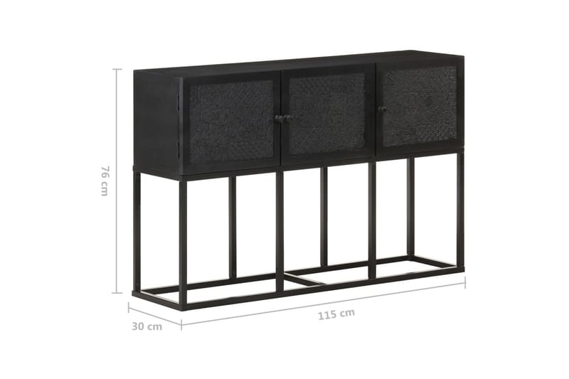 Skänk 115x30x76 cm massivt mangoträ - Svart - Förvaring - Förvaringsmöbler - Sideboard & skänk