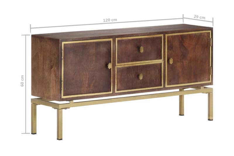 Skänk 120x29x60 cm massivt mangoträ - Brun - Förvaring - Förvaringsmöbler - Sideboard & skänk