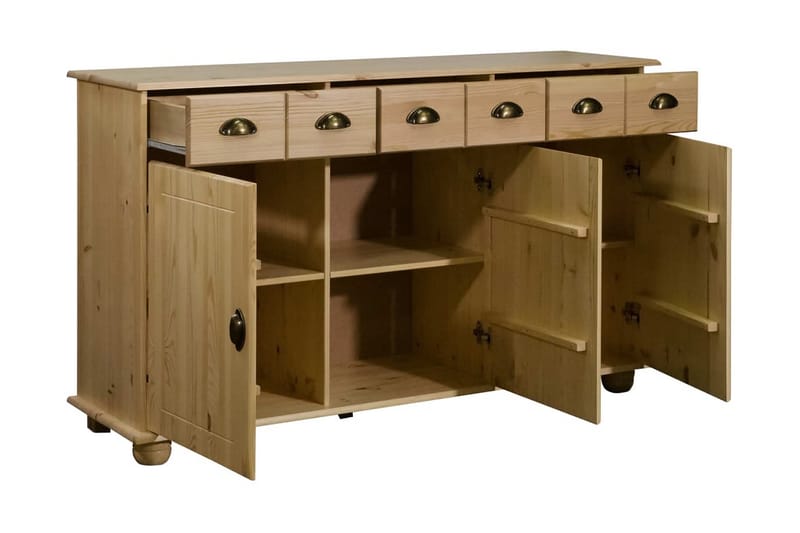 Skänk 134x39x79,5 cm massiv furu - Brun - Förvaring - Förvaringsmöbler - Sideboard & skänk