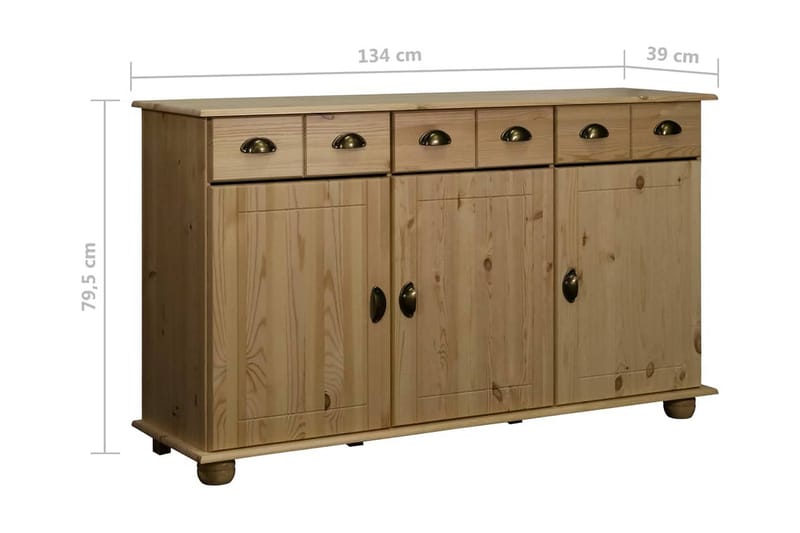 Skänk 134x39x79,5 cm massiv furu - Brun - Förvaring - Förvaringsmöbler - Sideboard & skänk