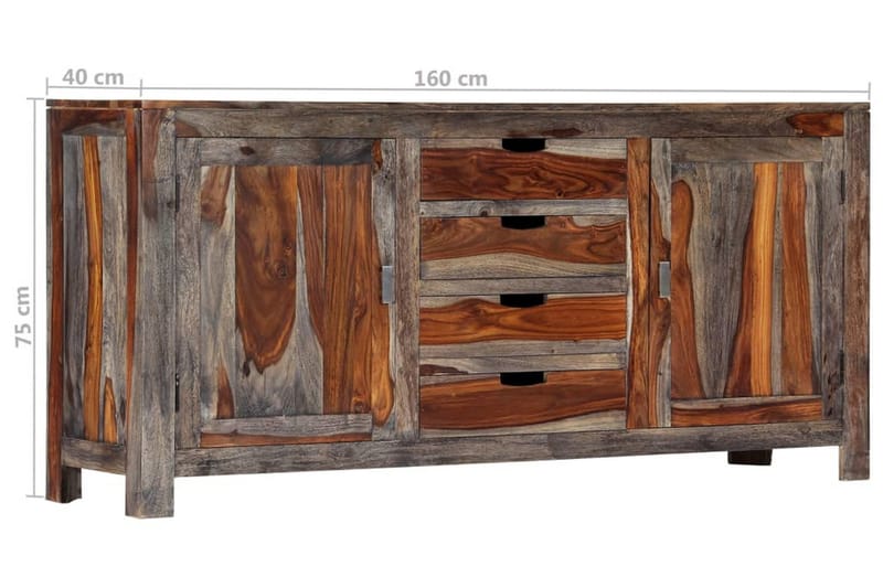 Skänk 160x40x75 cm grå massivt shesamträ - Grå - Sideboard & skänk