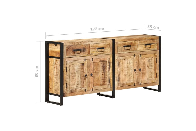 Skänk 172x35x80 cm massivt mangoträ - Brun - Förvaring - Förvaringsmöbler - Sideboard & skänk