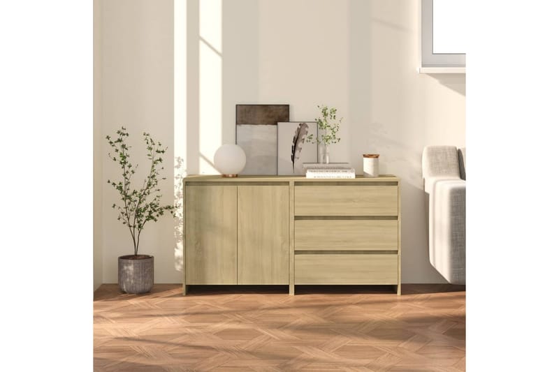 Skänk 2 delar sonoma-ek konstruerat trä - Ek - Förvaring - Förvaringsmöbler - Sideboard & skänk