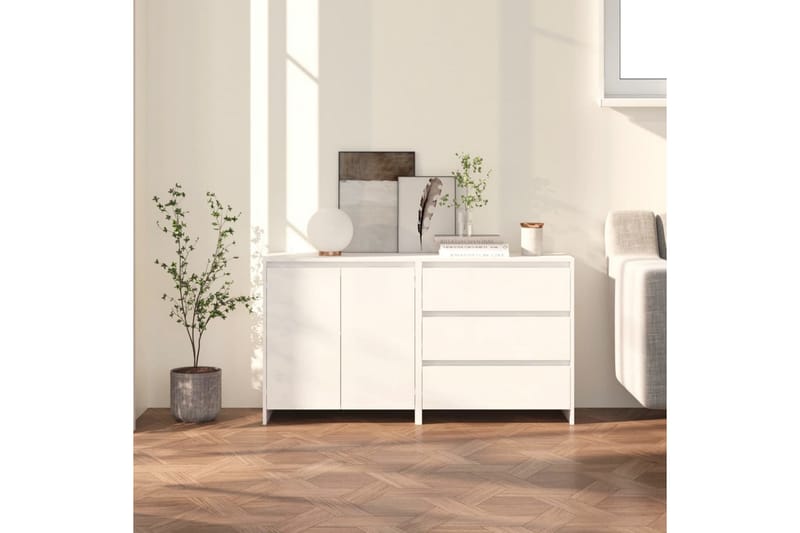 Skänk 2 delar vit konstruerat trä - Vit - Förvaring - Förvaringsmöbler - Sideboard & skänk