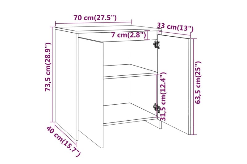 Skänk 2 delar vit konstruerat trä - Vit - Förvaring - Förvaringsmöbler - Sideboard & skänk