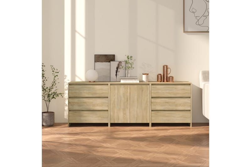 Skänk 3 delar sonoma-ek konstruerat trä - Ek - Sideboard & skänk