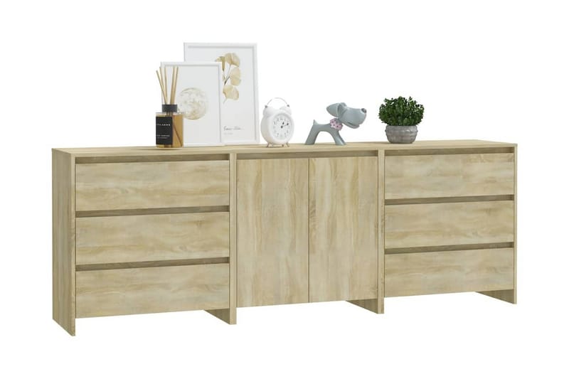 Skänk 3 delar sonoma-ek konstruerat trä - Ek - Förvaring - Förvaringsmöbler - Sideboard & skänk
