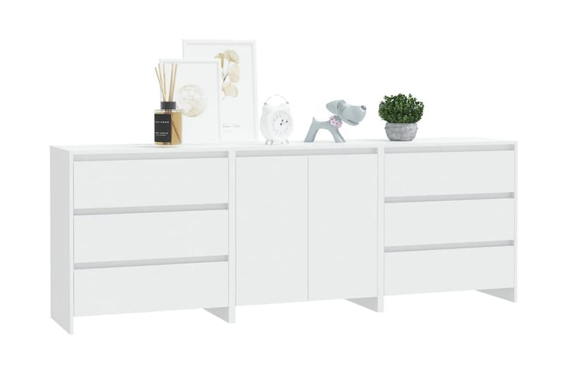 Skänk 3 delar vit konstruerat trä - Vit - Sideboard & skänk