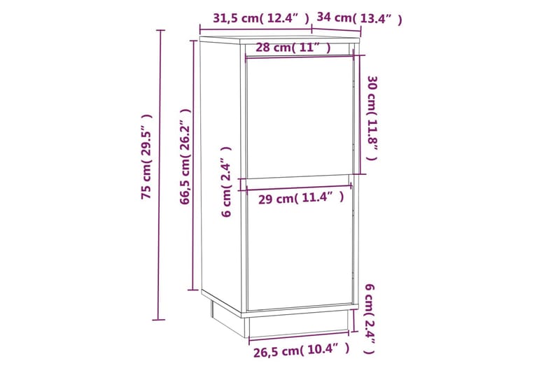 Skänk 31,5x34x75 cm massiv furu - Brun - Sideboard & skänk