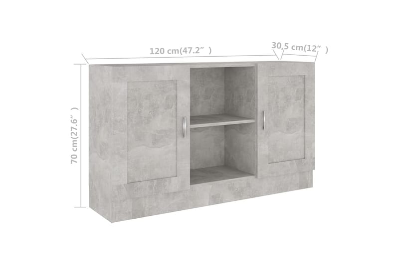 Skänk betonggrå 120x30,5x70 cm spånskiva - Grå - Förvaring - Förvaringsmöbler - Sideboard & skänk