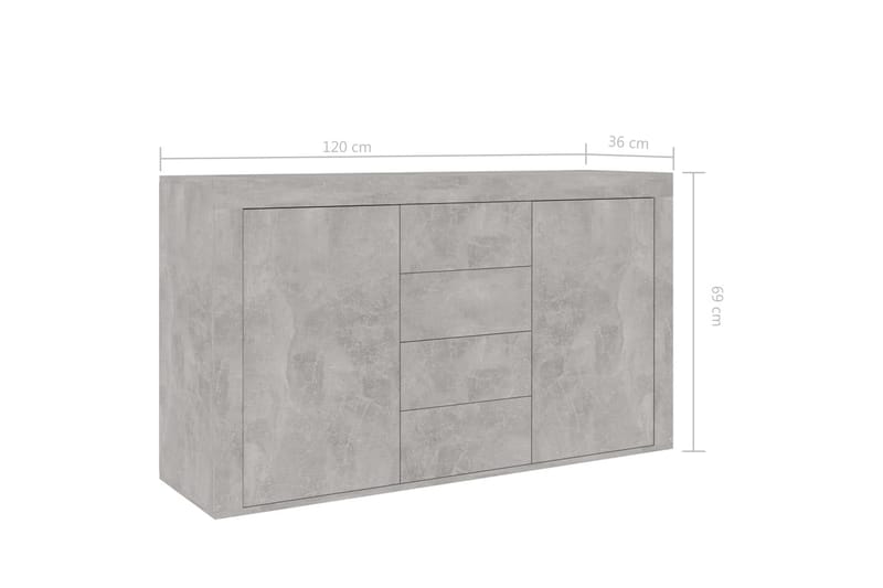 Skänk betonggrå 120x36x69 cm spånskiva - Grå - Förvaring - Förvaringsmöbler - Sideboard & skänk