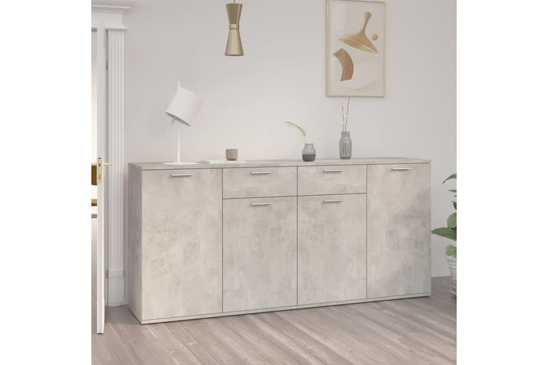 Skänk betonggrå 160x36x75 cm spånskiva - Grå - Förvaring - Förvaringsmöbler - Sideboard & skänk