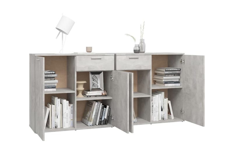 Skänk betonggrå 160x36x75 cm spånskiva - Grå - Förvaring - Förvaringsmöbler - Sideboard & skänk