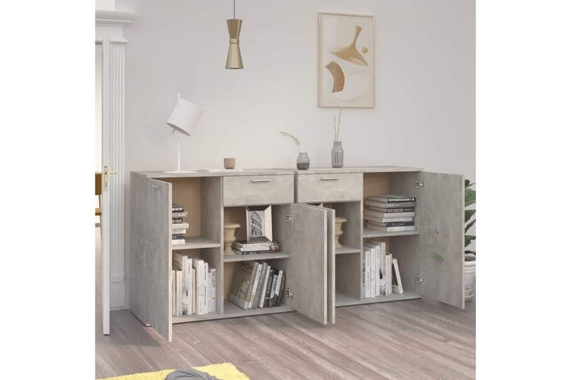 Skänk betonggrå 160x36x75 cm spånskiva - Grå - Förvaring - Förvaringsmöbler - Sideboard & skänk