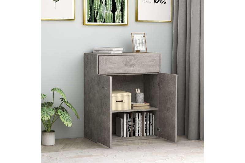 Skänk betonggrå 60x30x75 cm spånskiva - Grå - Förvaring - Förvaringsmöbler - Sideboard & skänk
