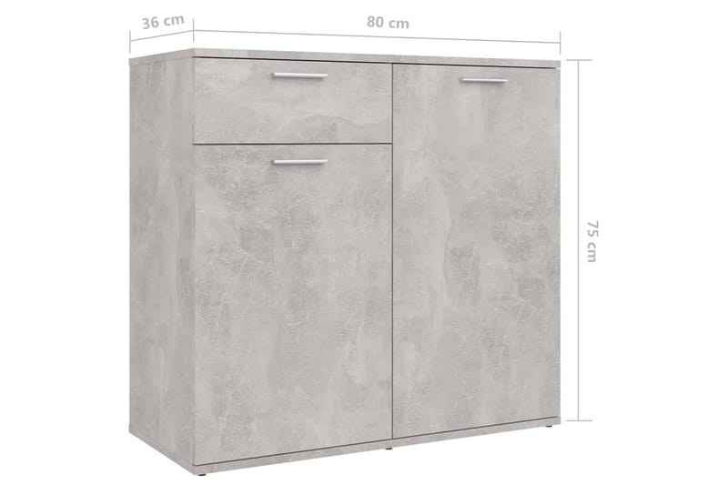 Skänk betonggrå 80x36x75 cm spånskiva - Grå - Förvaring - Förvaringsmöbler - Sideboard & skänk